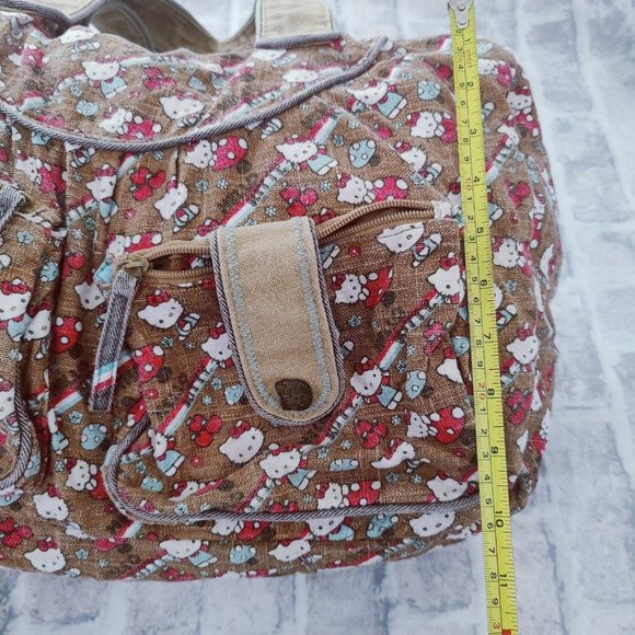 Y2K HTF Loungefly Hello Kitty Mushroom Duffel Weekender Bag Brown Red White - Picture 6 of 12